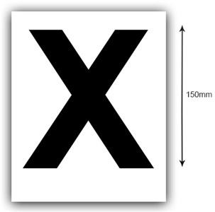 UNSPECIFIED MANUFACTURER 150MM BLACK ON WHITE BOAT REGISTRATION LETTER 'X' STICKERS