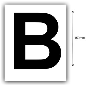 UNBRANDED/GENERIC MARINE DECAL 150MM BLACK BOAT REGISTRATION STICKER LETTER B - WHITE BACKGROUND