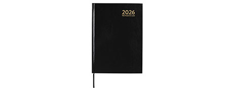 CUMBERLAND 2026 A4 BLACK CASEBOUND DIARY - DAILY PLANNER FOR GERALDTON