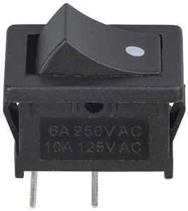 GENERIC COMPONENT 240V 6A SPST ROCKER SWITCH - BLACK ACTUATOR PANEL MOUNT