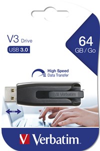 VERBATIM STORE 'N' GO V3 64GB USB 3.0 FLASH DRIVE