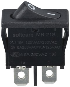 UNSPECIFIED MANUFACTURER SPST SNAP-IN ROCKER SWITCH 6A 250VAC - BLACK PANEL MOUNT