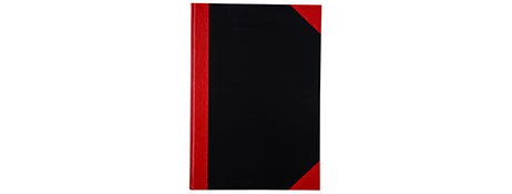 UNSPECIFIED MANUFACTURER CLASSIC BLACK HARDCOVER NOTEBOOK WITH RED CORNERS - A4 RULED