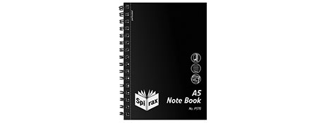 UNSPECIFIED MANUFACTURER A5 TWIN WIRE NOTEBOOK, 200 PAGES, PERFORATED, BLACK COVER