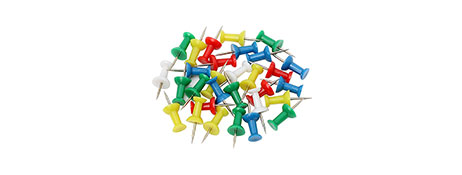 GENERIC/UNSPECIFIED MANUFACTURER ASSORTED ACRYLIC PUSH PINS FOR WHITEBOARDS & NOTICEBOARDS