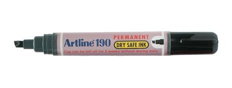 ARTLINE 190 PERMANENT MARKER BLACK CHISEL TIP - DRY SAFE