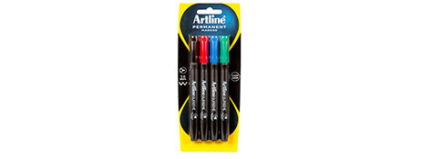 ARTLINE SUPREME PERMANENT MARKERS 4 PACK - ASSORTED COLOURS
