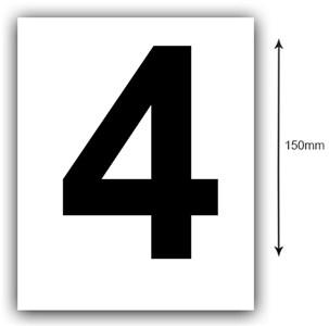 UNBRANDED/GENERIC COMPLIANCE 150MM BLACK BOAT REGISTRATION NUMBER STICKER (4) WHITE BACKGROUND
