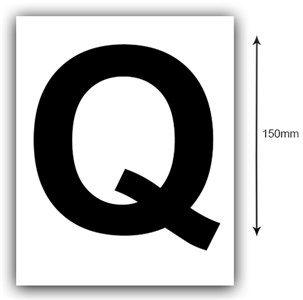 GENERIC MARINE SUPPLIES 150MM BLACK ON WHITE LETTER Q BOAT REGISTRATION STICKERS