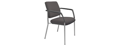 BURO LINDIS GUEST CHAIR WITH ARMS - GREY STACKABLE SEATING