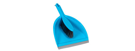 CLEANLINK BLUE DUSTPAN & BRUSH SET FOR EASY FLOOR CLEANING