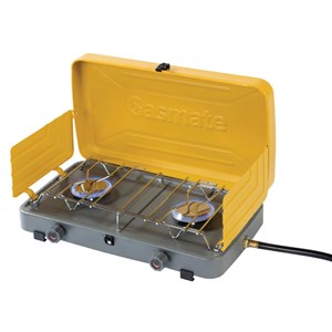 GASMATE COMPACT 2 BURNER CAMP STOVE FOR EASY OUTDOOR COOKING