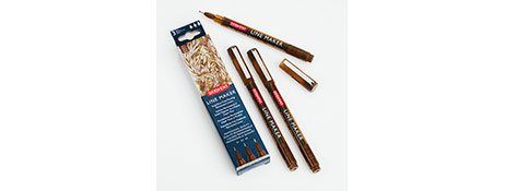 DERWENT SEPIA LINE MAKERS 0.1MM, 0.3MM, 0.5MM FINE LINERS