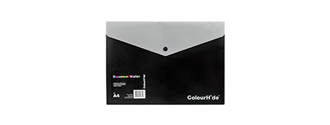 COLOURHIDE A4 BLACK DOCUMENT WALLET - STRONG & MOISTURE RESISTANT