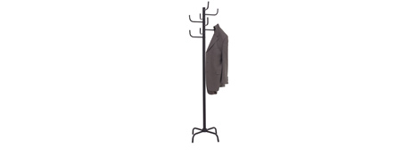 UNSPECIFIED MANUFACTURER STURDY BLACK STEEL COAT STAND WITH 8 HOOKS FOR HOME/OFFICE
