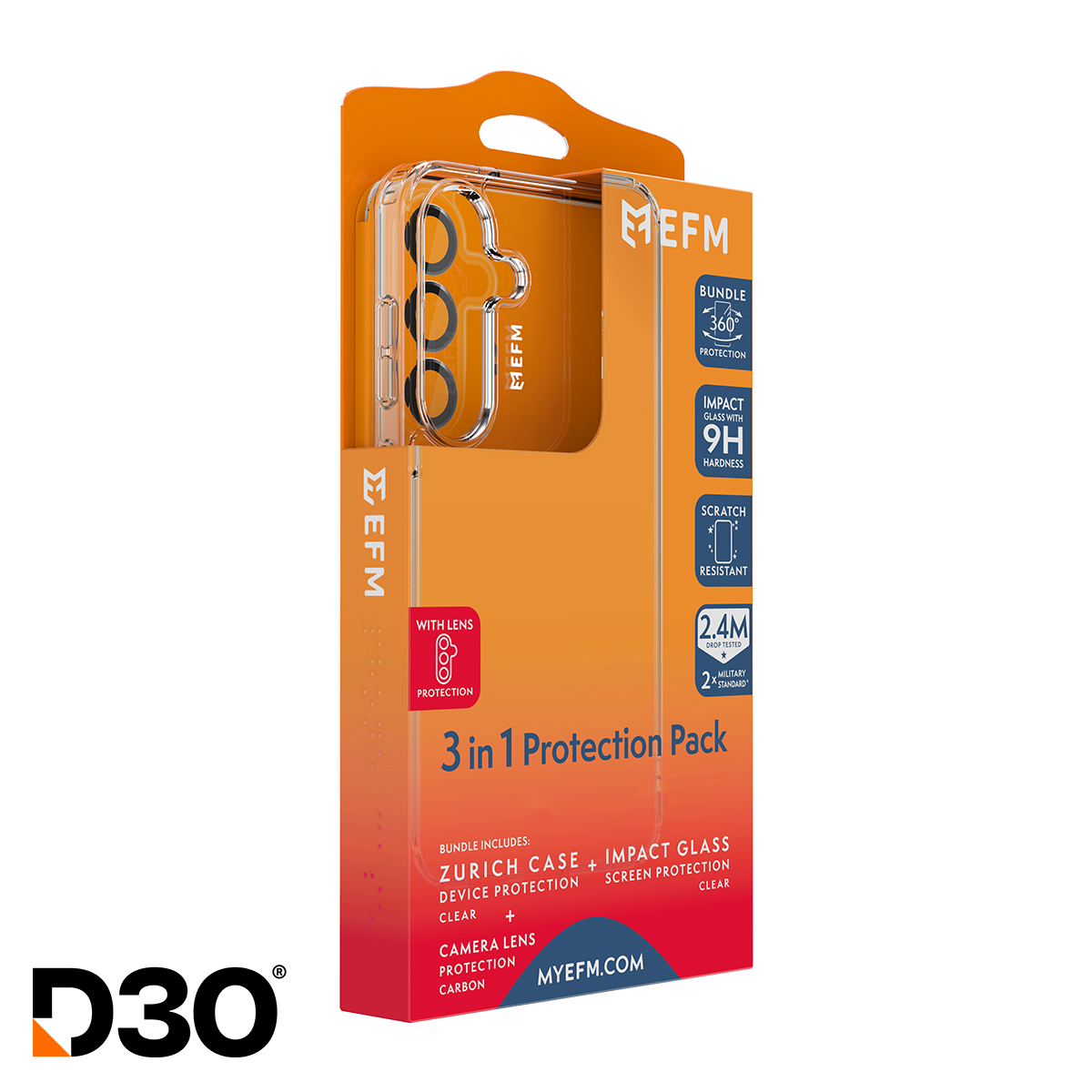 EFM 3-IN-1 SAMSUNG GALAXY S2026 CLEAR PROTECTION BUNDLE