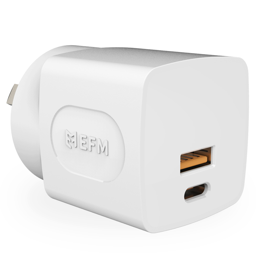 EFM 30W DUAL PORT PD PPS WALL CHARGER - WHITE