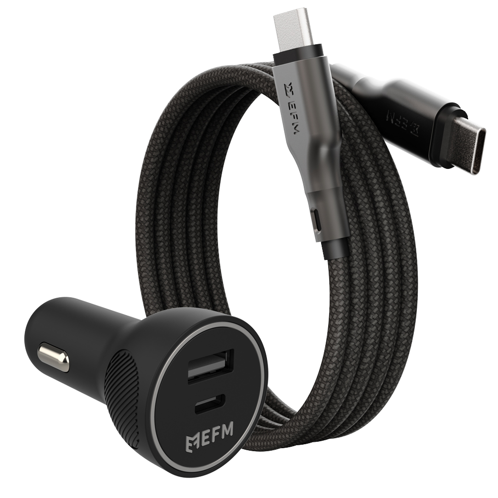 EFM 48W FAST CAR CHARGER WITH USB-C MAG-COIL CABLE