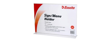 ESSELTE A3 LANDSCAPE 2-SIDED CLEAR MENU HOLDER DISPLAY