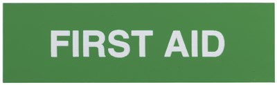 GENERIC/UTILITY LABELING DURABLE 'FIRST AID' CABINET SIGN 100X30MM - CLEAR IDENTIFICATION