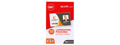 GBC 125 MICRON KEY CARD LAMINATING POUCHES (64X99MM)
