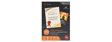 GBC 125 MICRON A5 LAMINATING POUCHES FOR DOCUMENT PROTECTION