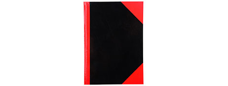 UNKNOWN MANUFACTURER RED & BLACK GLOSS HARDCOVER NOTEBOOK | 400 FEINT RULED PAGES