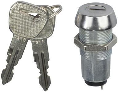 GENERIC/COMPONENT SUPPLIER SOLID BARREL KEY SWITCH 19.5MM MOUNT SPST WITH 2 KEYS