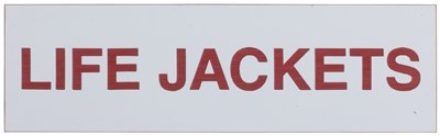 UNBRANDED/GENERIC SAFETY SIGNAGE DURABLE 'LIFE JACKETS' CABINET & BULKHEAD IDENTIFICATION SIGNS 100X30MM