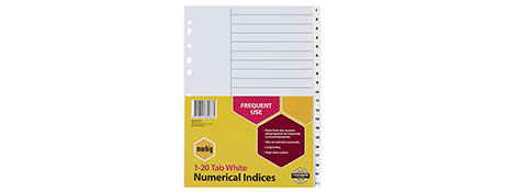 MARBIG A4 WHITE POLYPROPYLENE INDEX DIVIDERS FOR EASY FILING