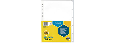 MARBIG A4 WHITE MANILLA INDEX DIVIDERS FOR FILING