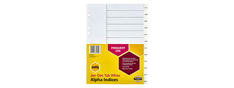 MARBIG A4 WHITE INDEX DIVIDERS FOR EASY FILING