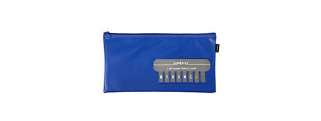 UNSPECIFIED MANUFACTURER PERSONALISED BLUE POLYURETHANE PENCIL CASE WITH METAL ZIP