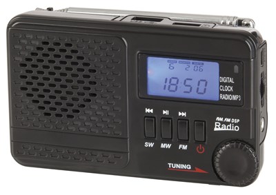 UNKNOWN MANUFACTURER PORTABLE TRI-BAND AM/FM/SW RADIO WITH MP3 PLAYER & CLOCK