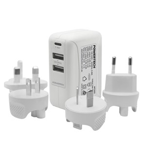 POWERTECH UNIVERSAL TRAVEL CHARGER ADAPTER FOR GLOBAL CHARGING