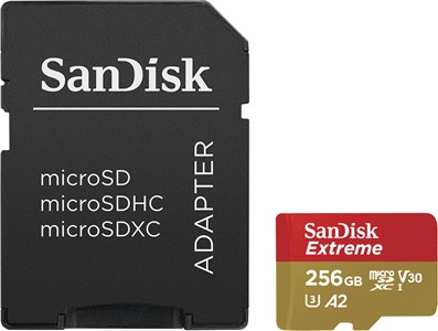 SANDISK 256GB EXTREME MICROSDXC CARD FOR 4K VIDEO