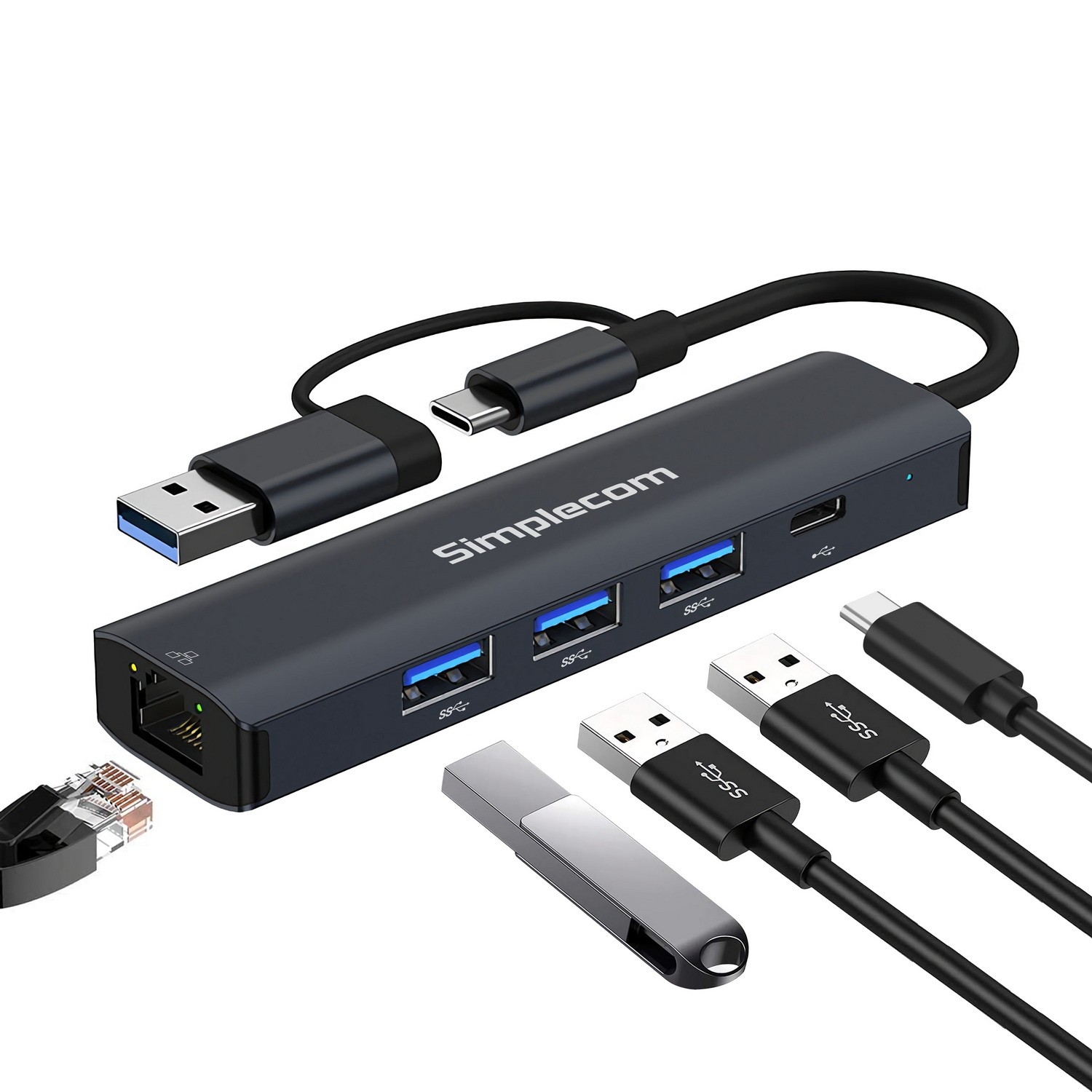 SIMPLECOM 4-PORT USB 3.0 HUB FOR FAST DATA TRANSFER