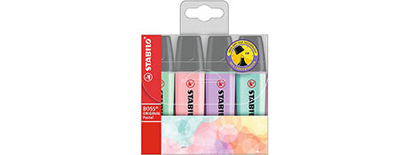 STABILO BOSS PASTEL HIGHLIGHTERS WALLET 4 - SMOOTH, VIBRANT MARKING