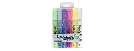 TEXTA DRY-WIPE LIQUID CHALK MARKERS WALLET 6 ASSORTED COLOURS